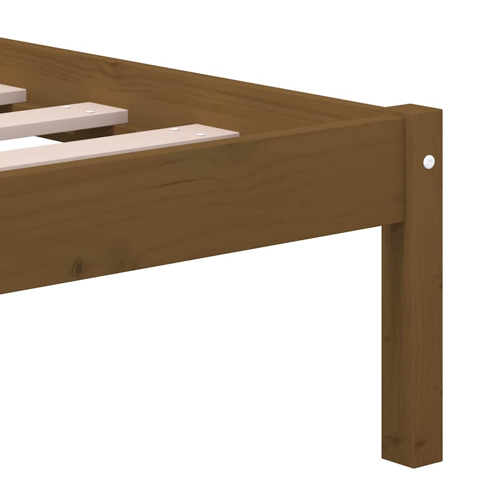 sengeramme 200x200 cm massivt fyrretræ gyldenbrun