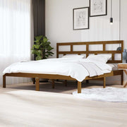 sengeramme 200x200 cm massivt fyrretræ gyldenbrun