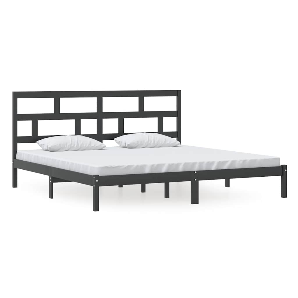 sengeramme 200x200 cm massivt fyrretræ sort