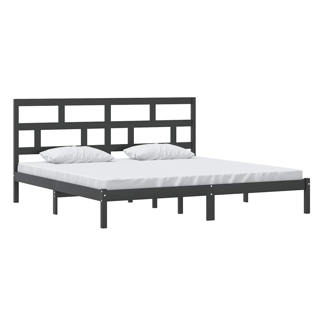sengeramme 200x200 cm massivt fyrretræ sort