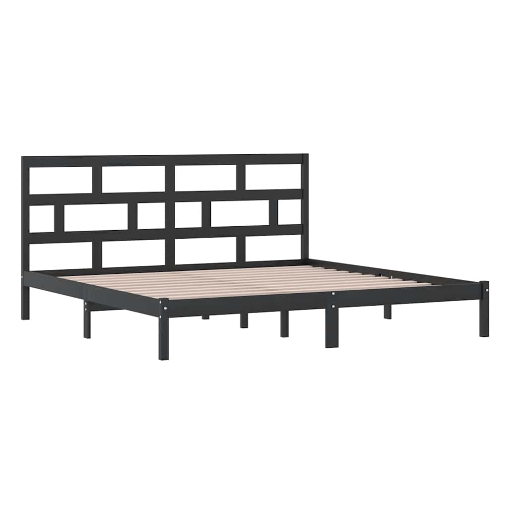 sengeramme 200x200 cm massivt fyrretræ sort