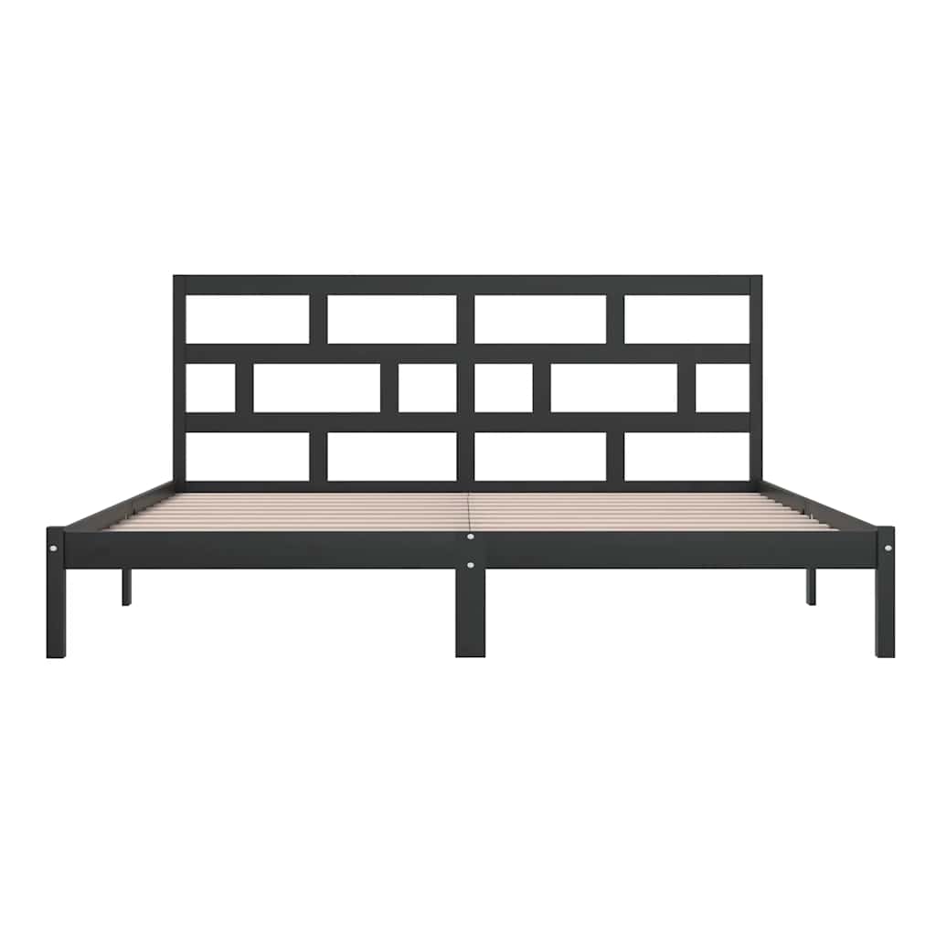 sengeramme 200x200 cm massivt fyrretræ sort