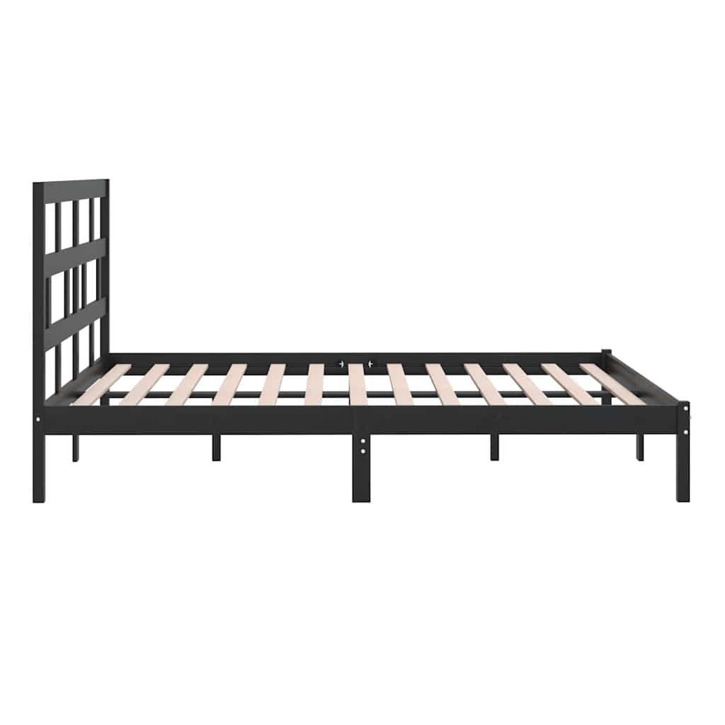 sengeramme 200x200 cm massivt fyrretræ sort
