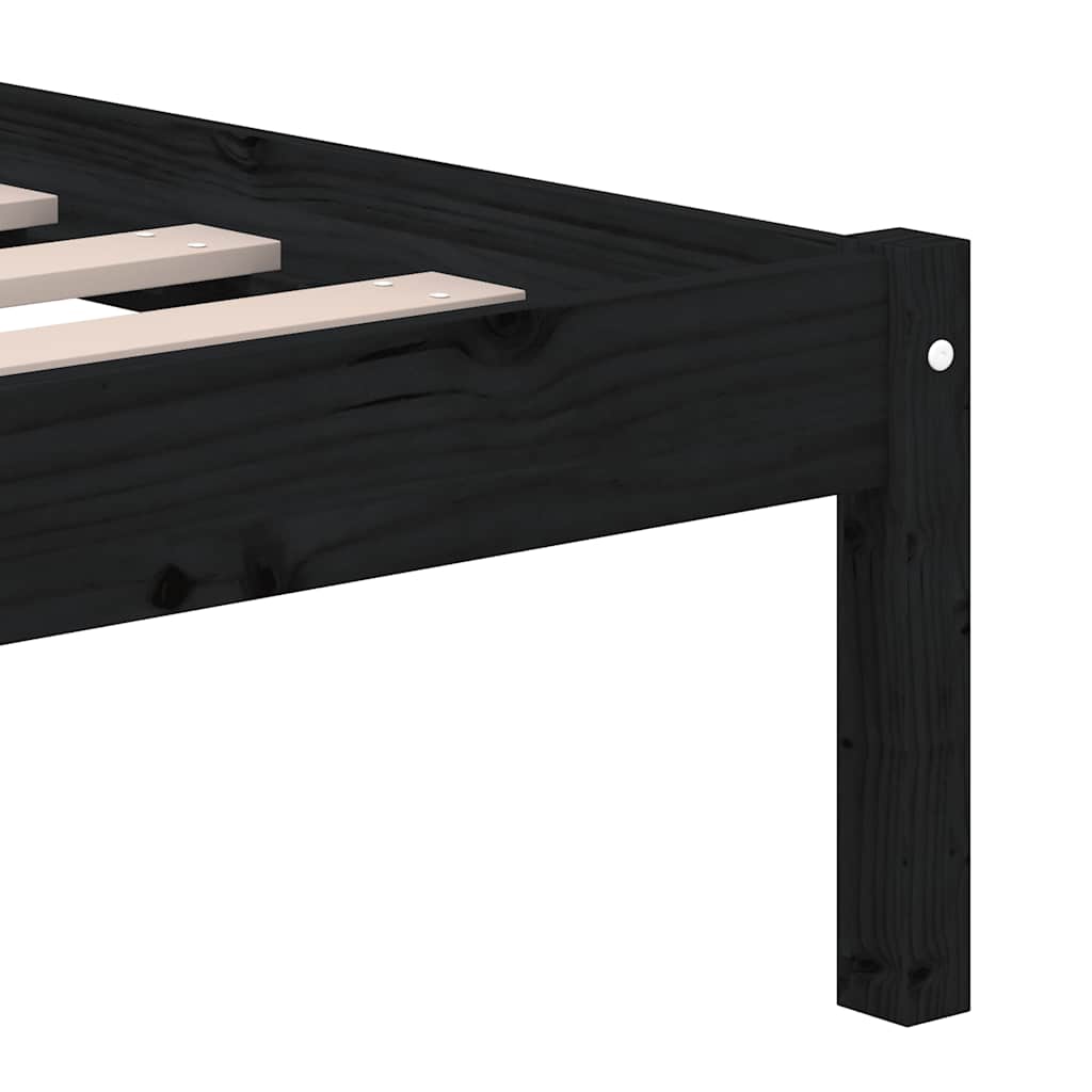 sengeramme 200x200 cm massivt fyrretræ sort