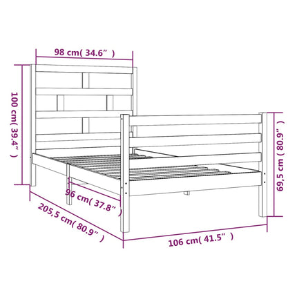 sengeramme 100x200 cm massivt træ