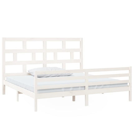 sengeramme 200x200 cm massivt fyrretræ hvid
