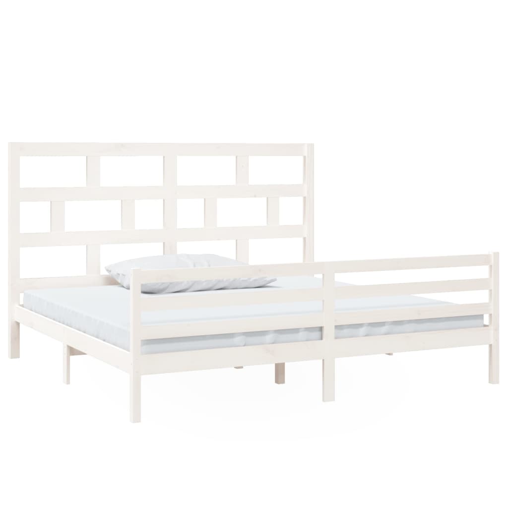 sengeramme 200x200 cm massivt fyrretræ hvid