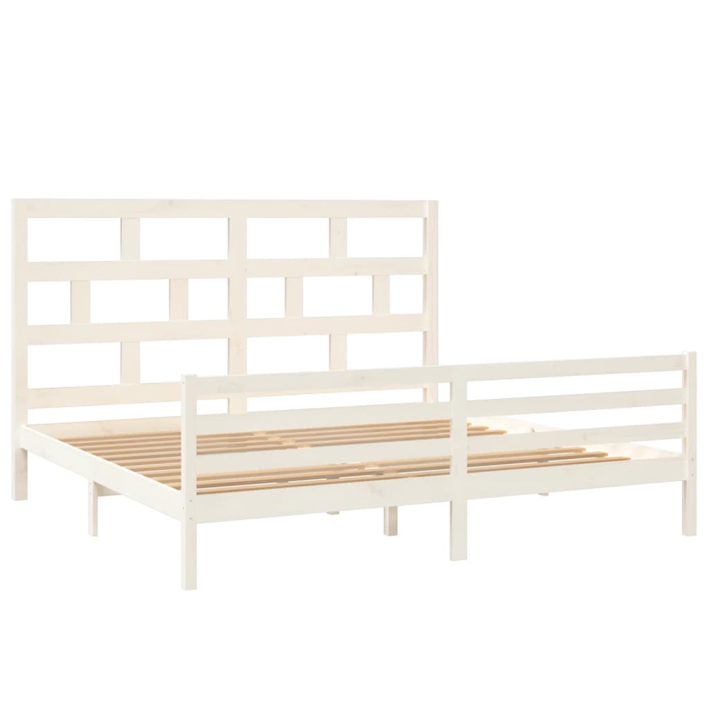 sengeramme 200x200 cm massivt fyrretræ hvid