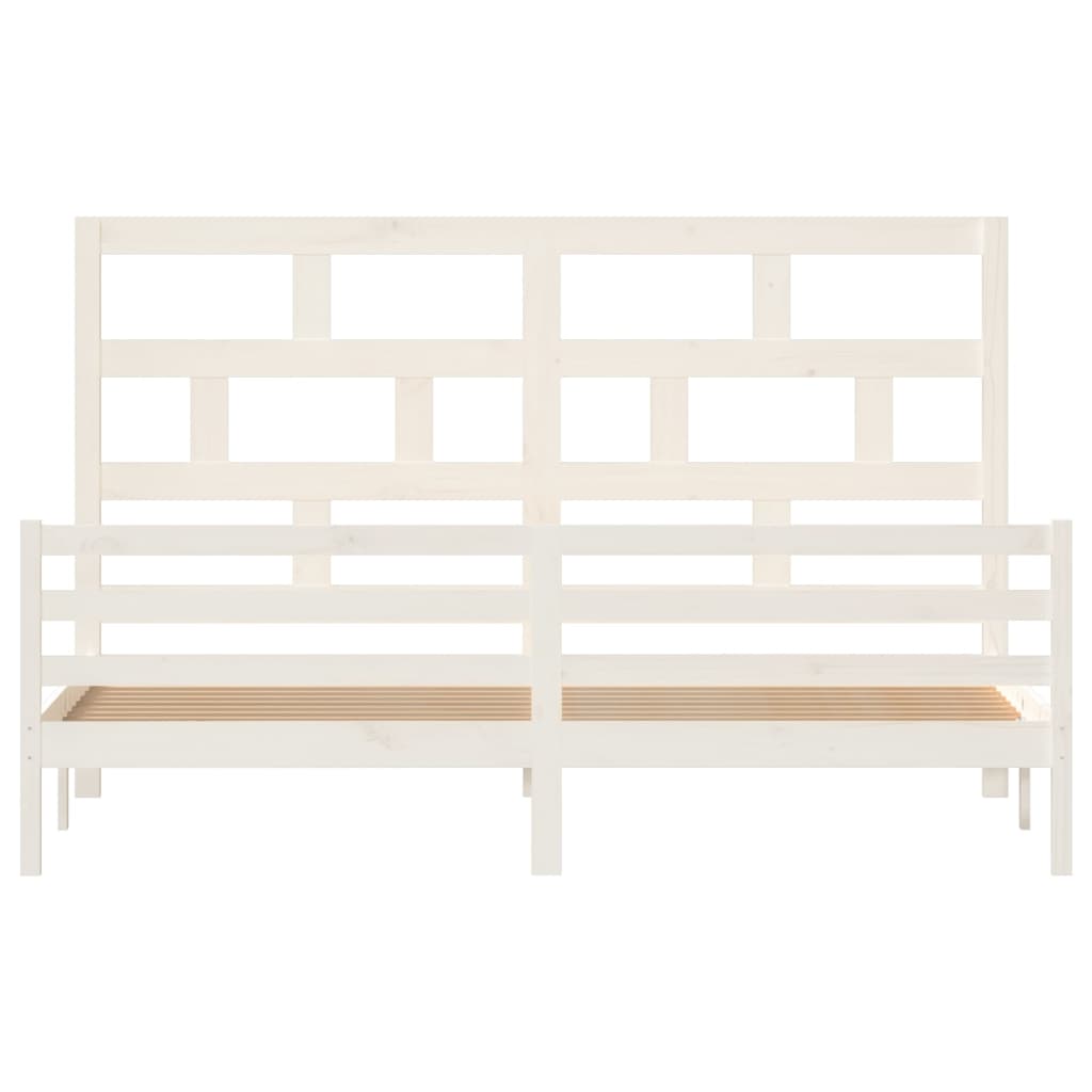 sengeramme 200x200 cm massivt fyrretræ hvid