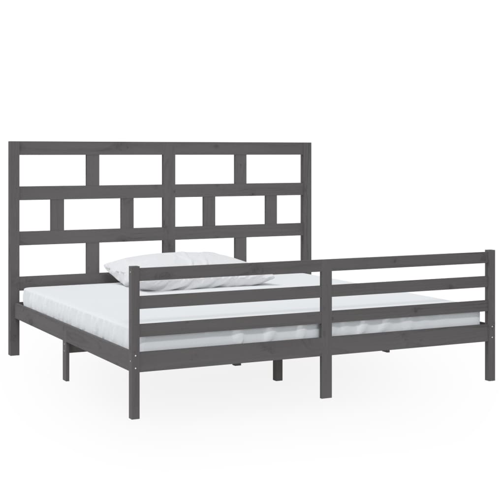 sengeramme 200x200 cm massivt fyrretræ grå