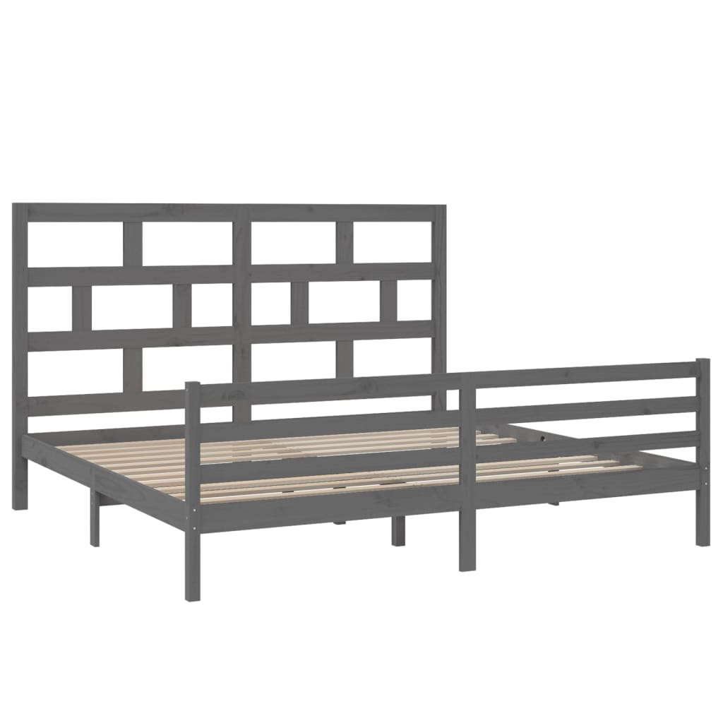 sengeramme 200x200 cm massivt fyrretræ grå