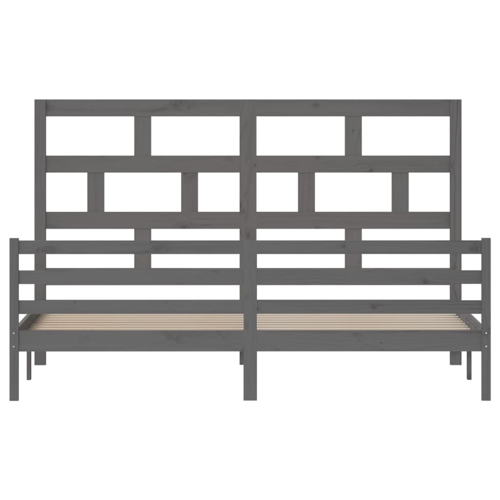 sengeramme 200x200 cm massivt fyrretræ grå