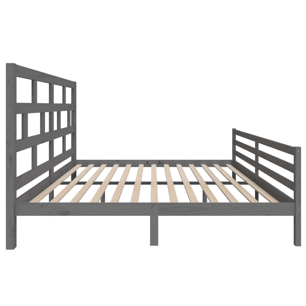 sengeramme 200x200 cm massivt fyrretræ grå