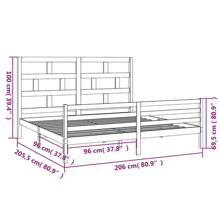 sengeramme 200x200 cm massivt fyrretræ grå