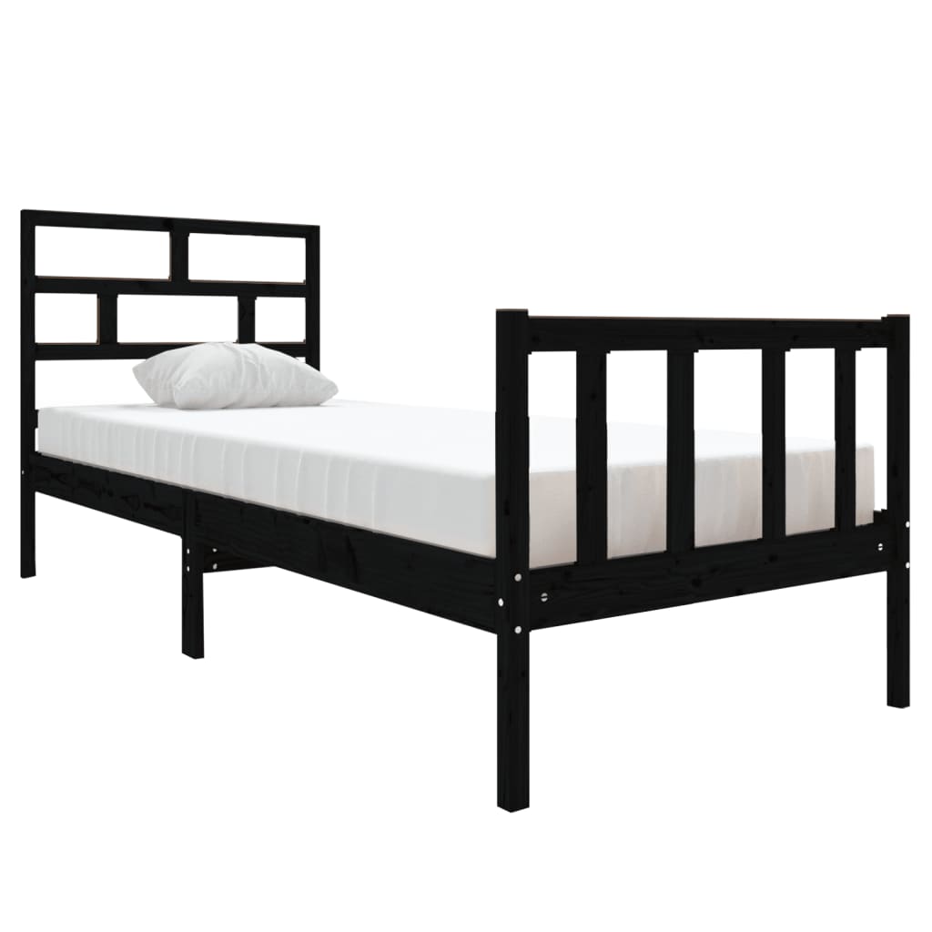 sengeramme 75x190 cm Small Single massivt fyrretræ sort