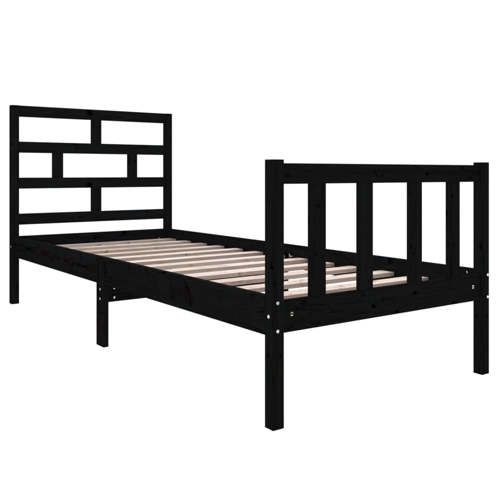 sengeramme 75x190 cm Small Single massivt fyrretræ sort