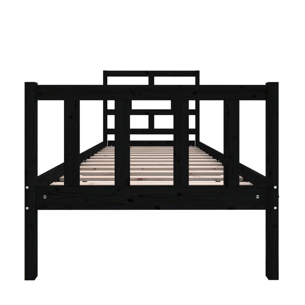 sengeramme 75x190 cm Small Single massivt fyrretræ sort