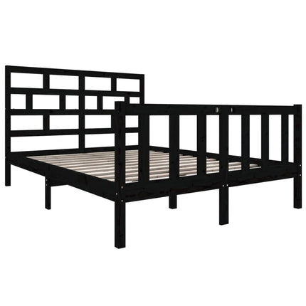 sengeramme 135x190 cm Double massivt fyrretræ sort
