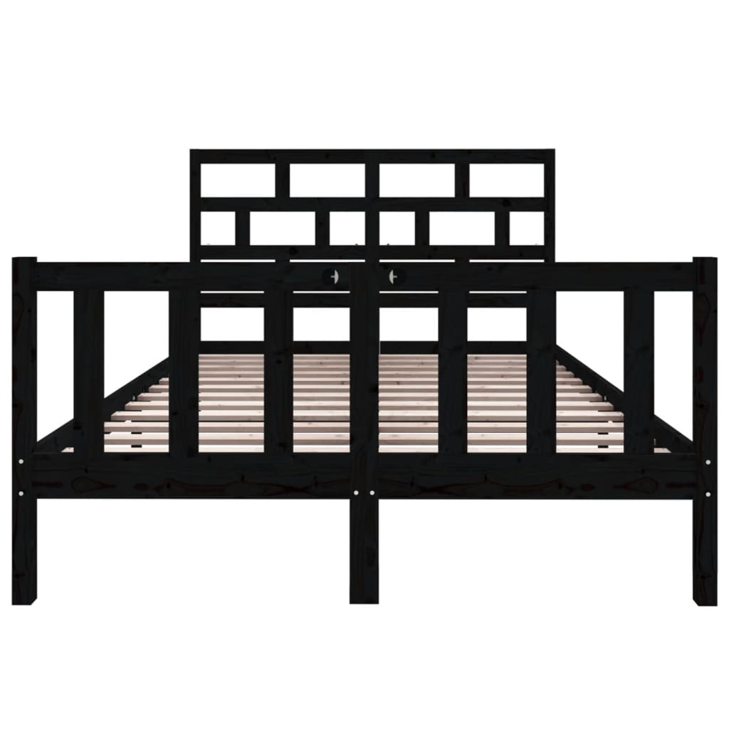 sengeramme 135x190 cm Double massivt fyrretræ sort