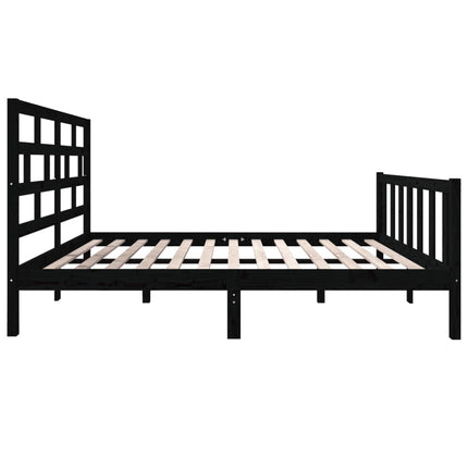 sengeramme 135x190 cm Double massivt fyrretræ sort