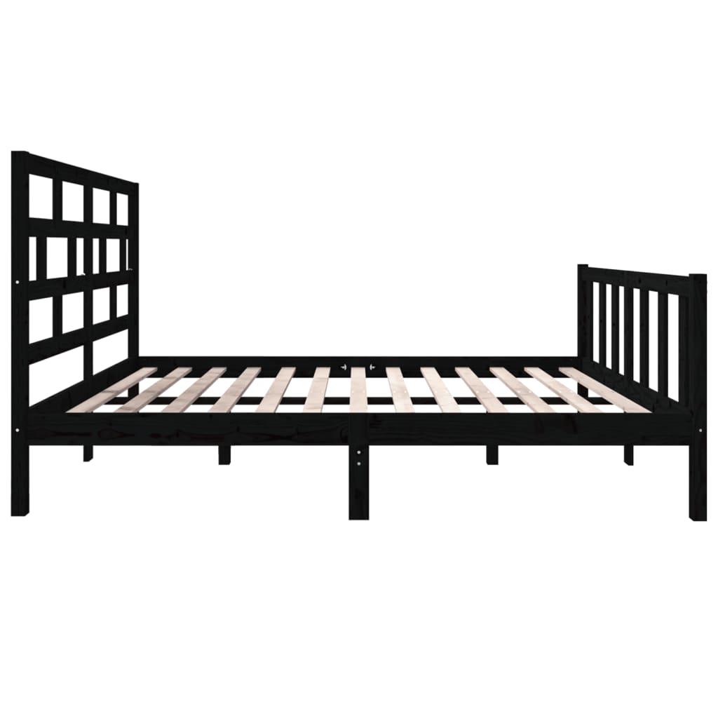 sengeramme 135x190 cm Double massivt fyrretræ sort