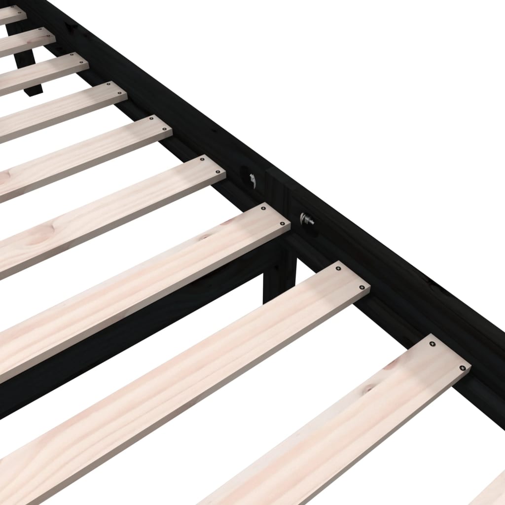 sengeramme 135x190 cm Double massivt fyrretræ sort