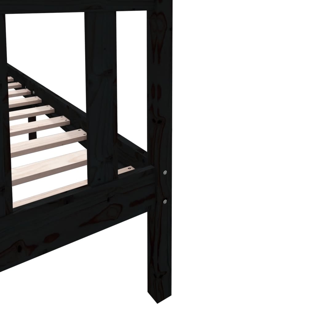 sengeramme 135x190 cm Double massivt fyrretræ sort