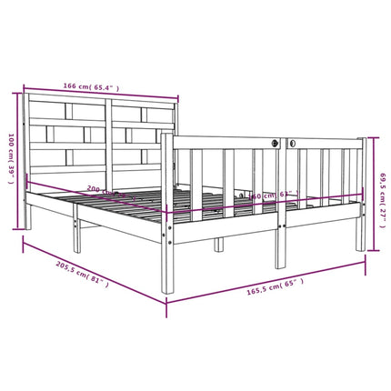 sengeramme 160x200 cm massivt fyrretræ