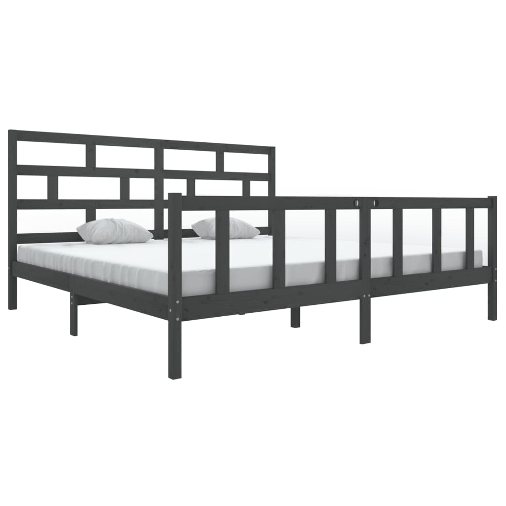 sengeramme 200x200 cm massivt fyrretræ grå