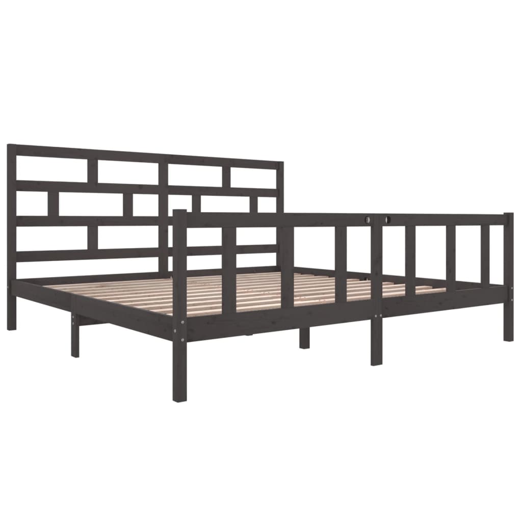 sengeramme 200x200 cm massivt fyrretræ grå