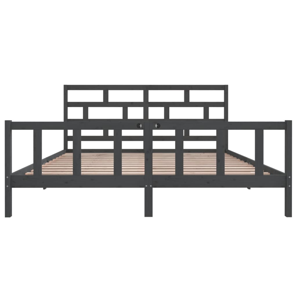 sengeramme 200x200 cm massivt fyrretræ grå