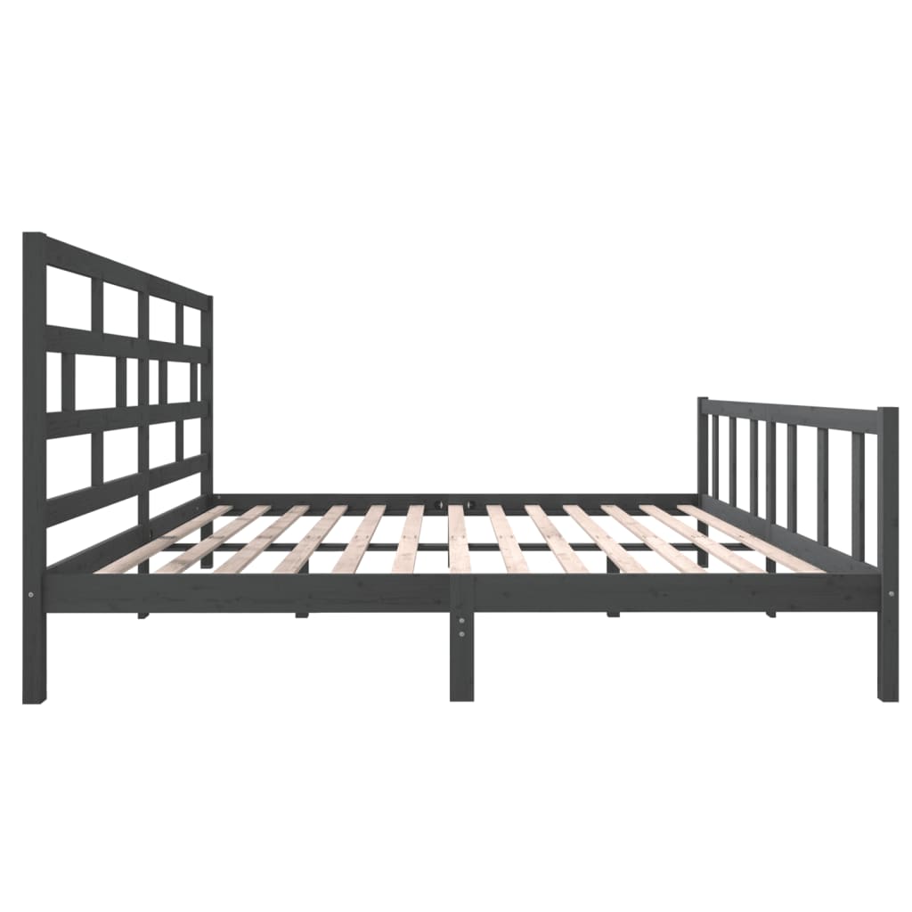 sengeramme 200x200 cm massivt fyrretræ grå