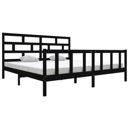 sengeramme 200x200 cm massivt fyrretræ sort