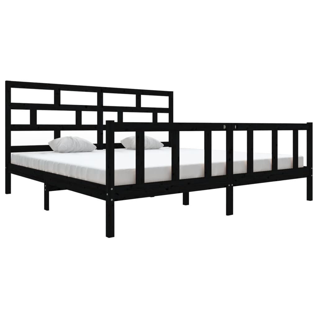 sengeramme 200x200 cm massivt fyrretræ sort