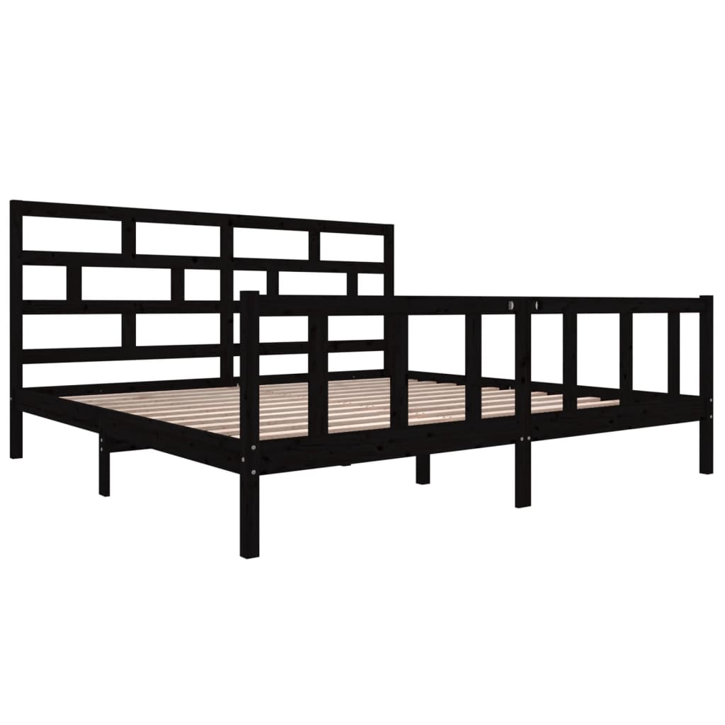 sengeramme 200x200 cm massivt fyrretræ sort