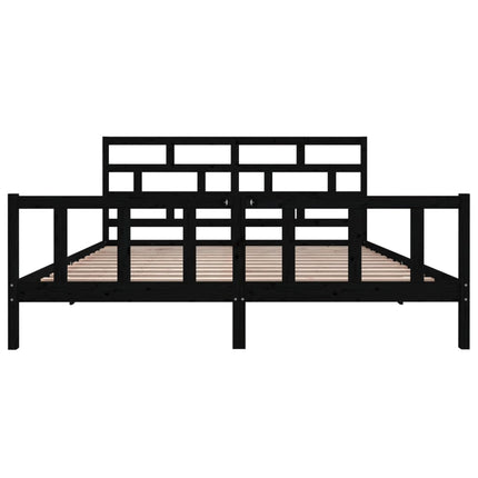 sengeramme 200x200 cm massivt fyrretræ sort