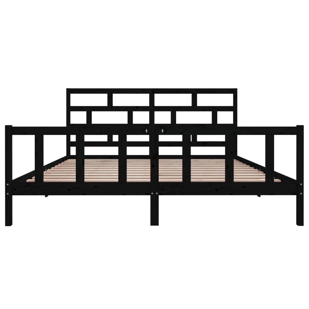 sengeramme 200x200 cm massivt fyrretræ sort