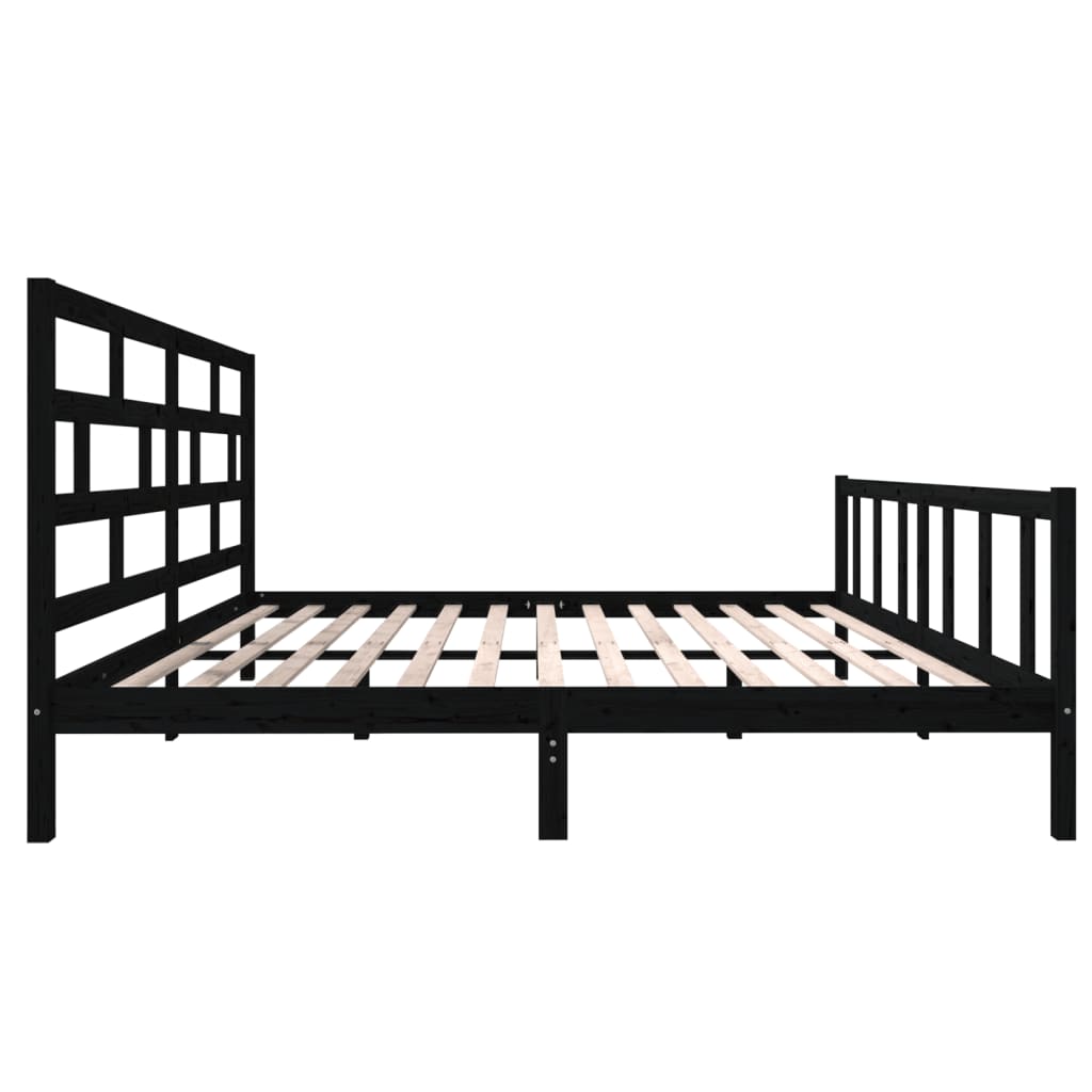 sengeramme 200x200 cm massivt fyrretræ sort