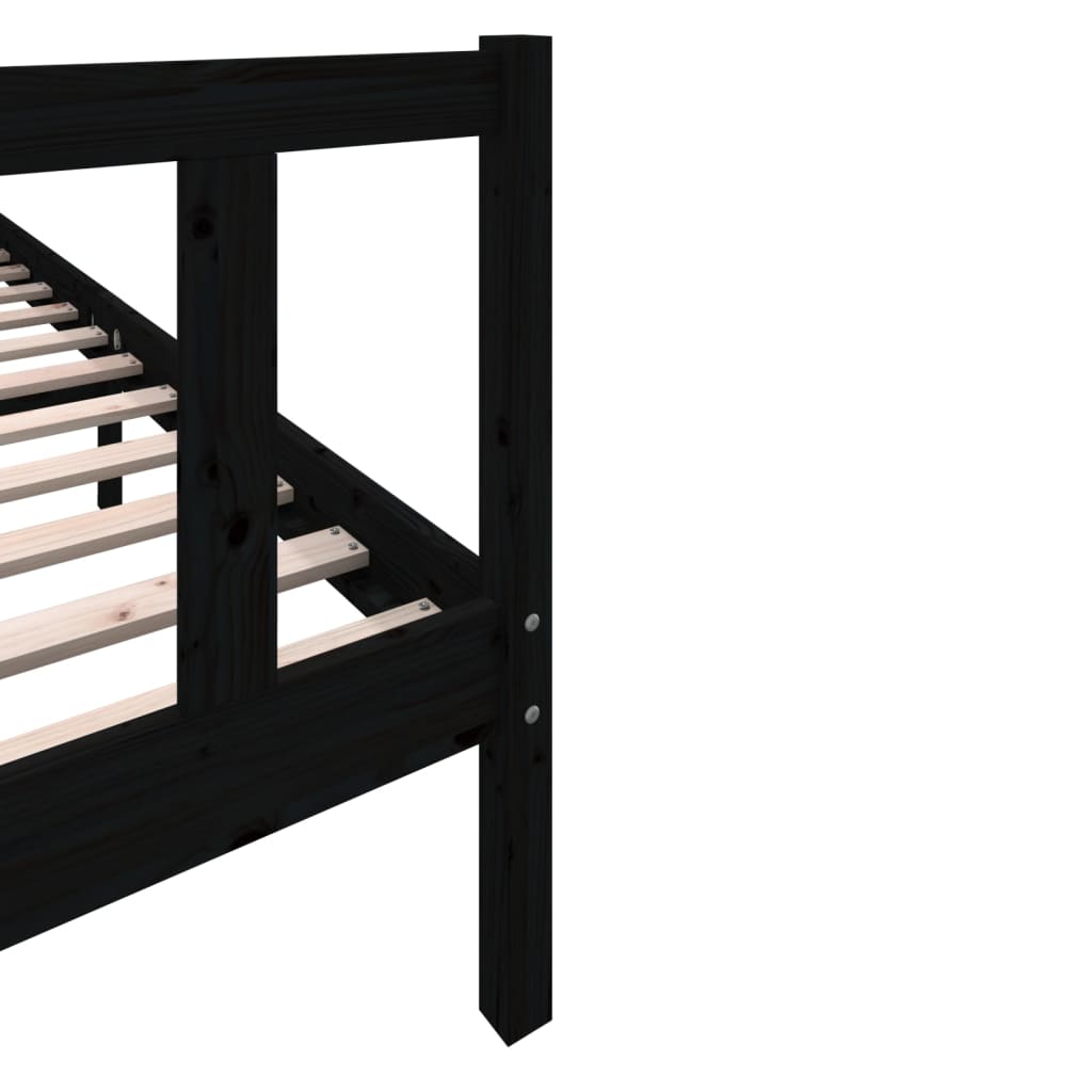 sengeramme 200x200 cm massivt fyrretræ sort