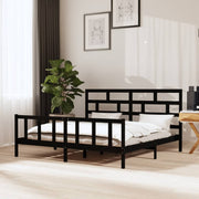 sengeramme 200x200 cm massivt fyrretræ sort