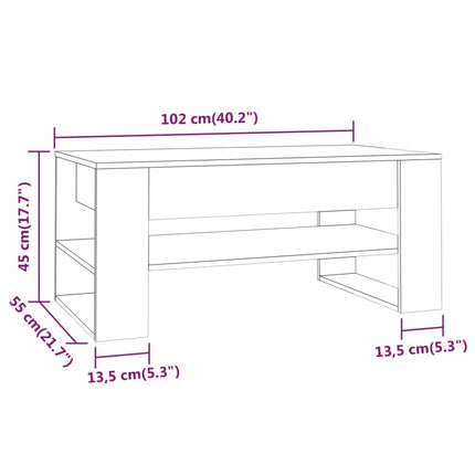 sofabord 102x55x45 cm konstrueret træ betongrå
