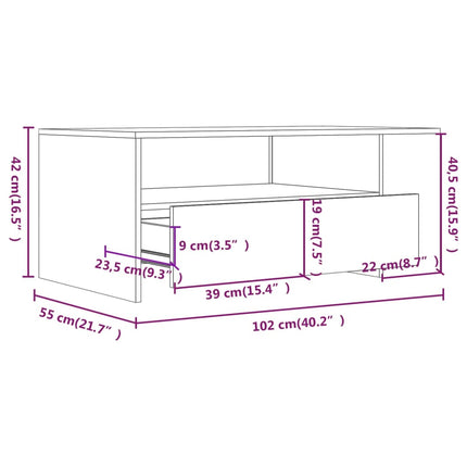 sofabord 102x55x42 cm konstrueret træ sort