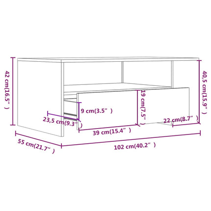 sofabord 102x55x42 cm konstrueret træ sonoma-eg