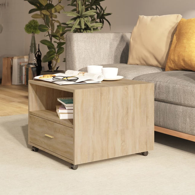 sofabord 55x55x40 cm konstrueret træ sonoma-eg