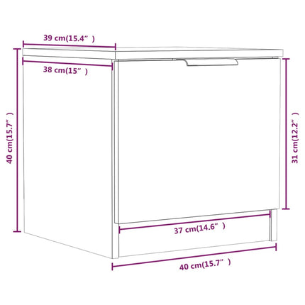 sengebord 40x39x40 cm 2 stk. hvid