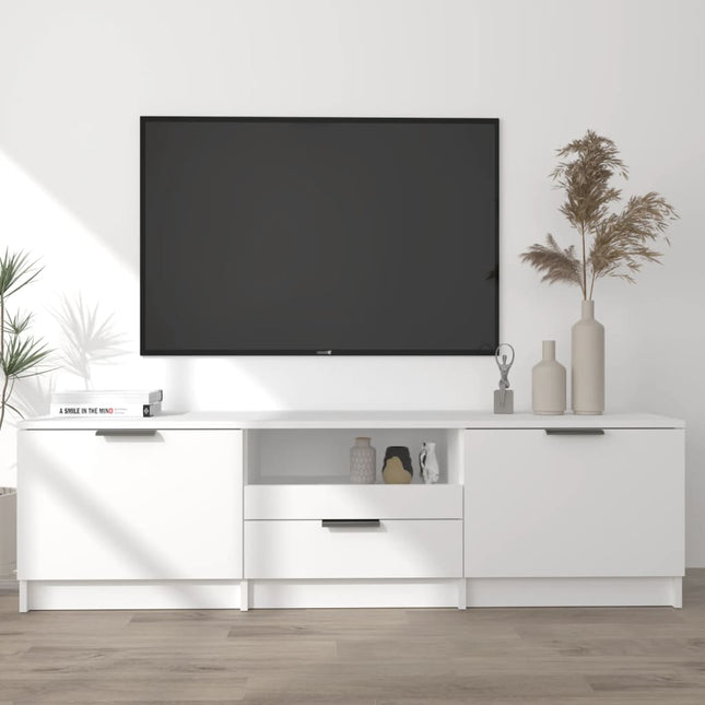 TV-skab hvid 140x35x40 cm konstrueret træ