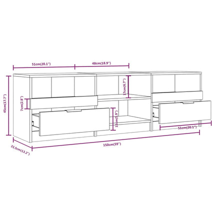 tv-bord 150x33,5x45 cm konstrueret træ sonoma-eg