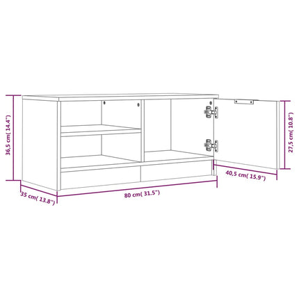 tv-bord 80x35x36,5 cm konstrueret træ hvid