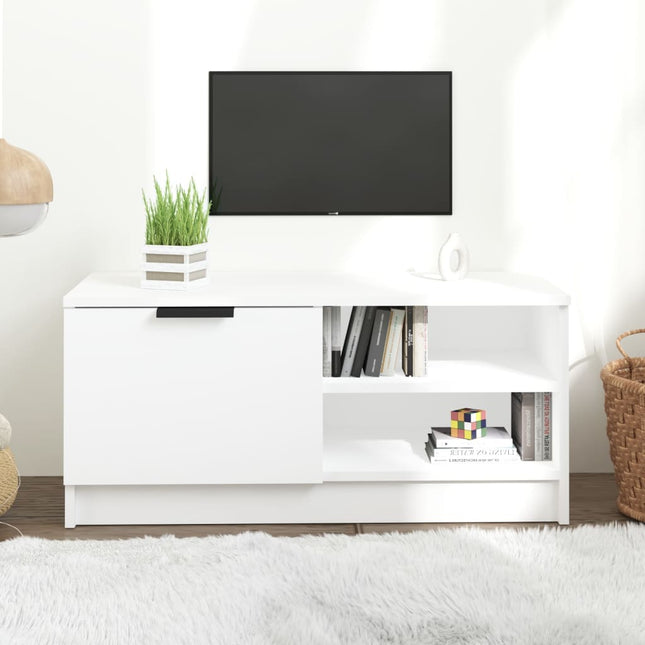tv-bord 80x35x36,5 cm konstrueret træ hvid