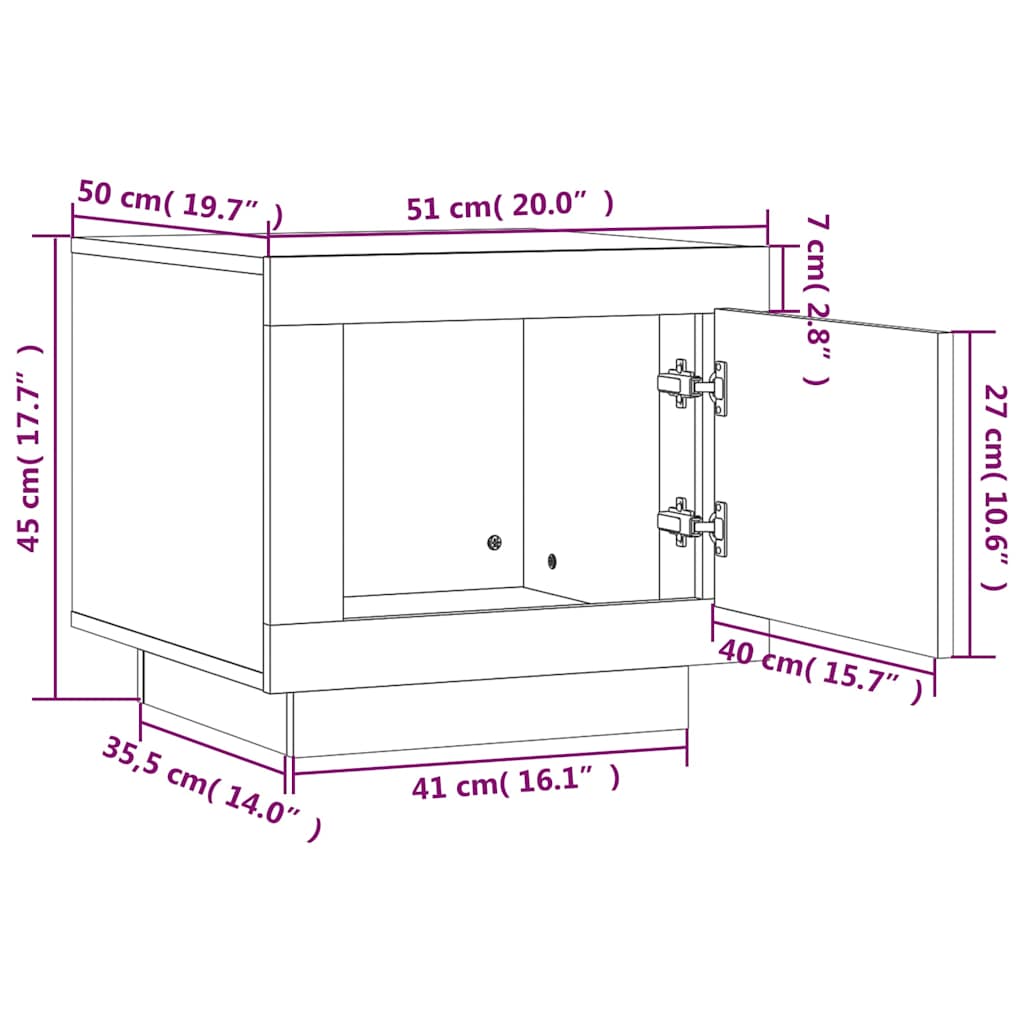 sofabord 51x50x45 cm konstrueret træ hvid højglans